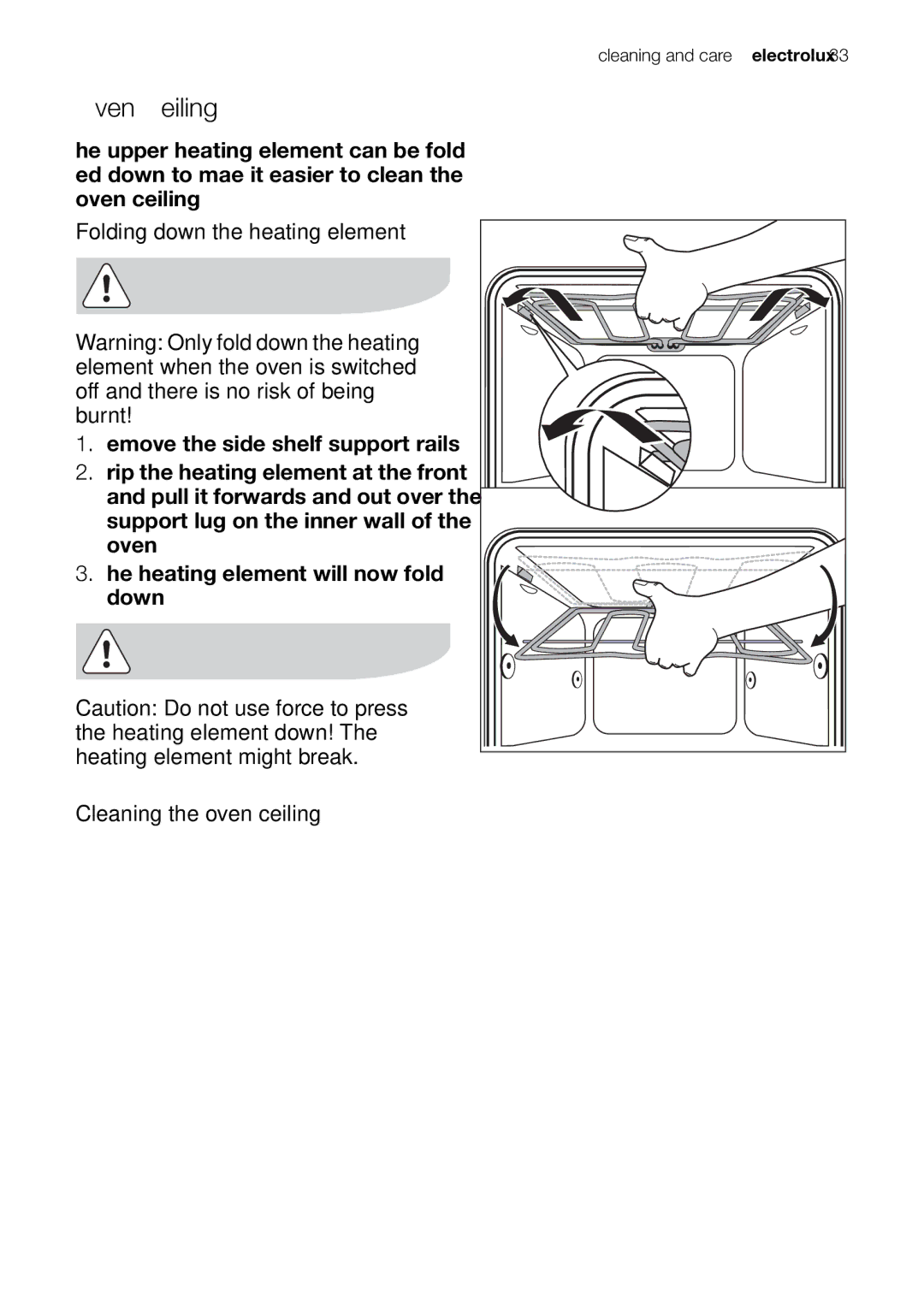 Electrolux EOB20001 user manual Oven Ceiling 