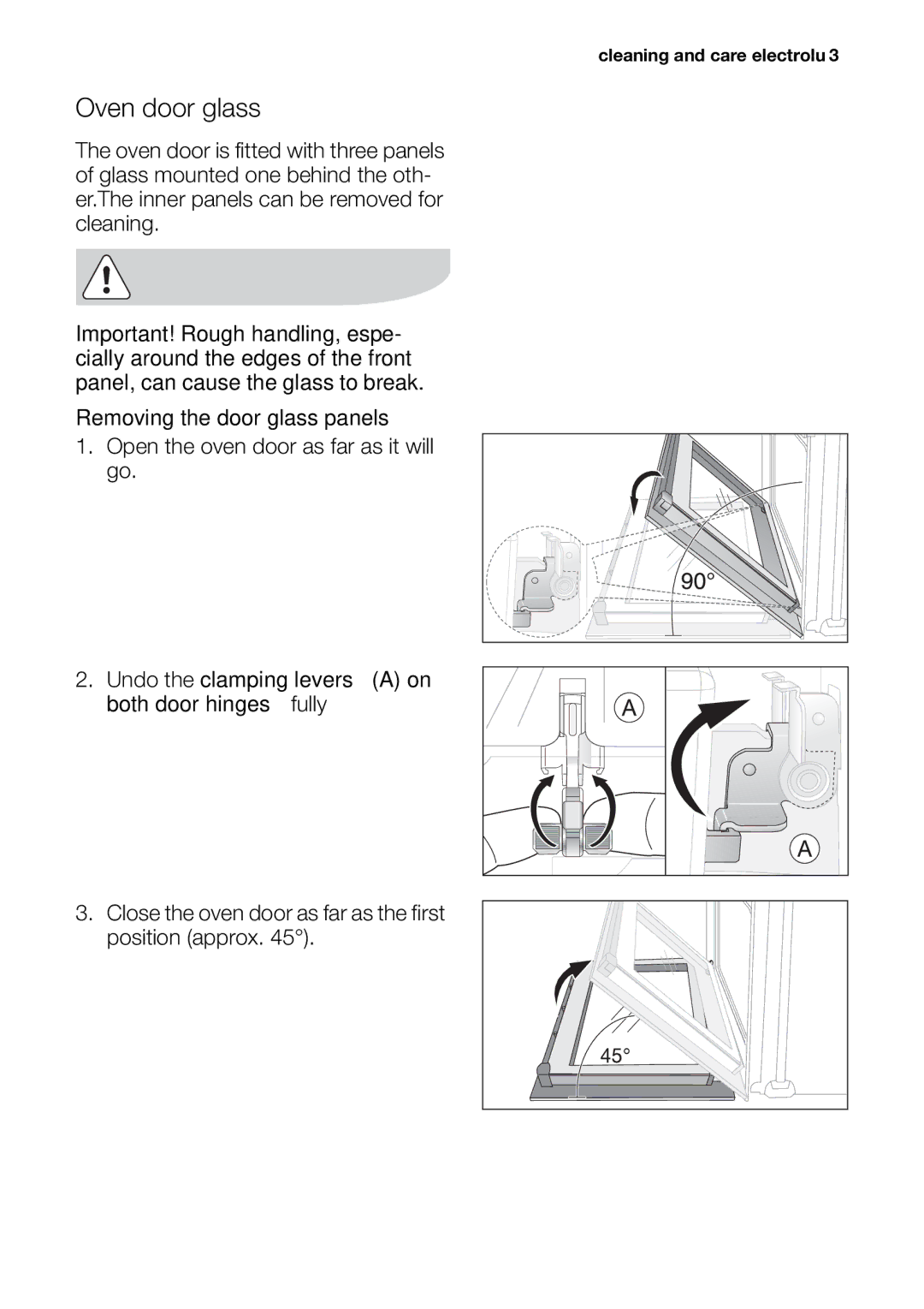 Electrolux EOB20001 user manual Oven door glass 