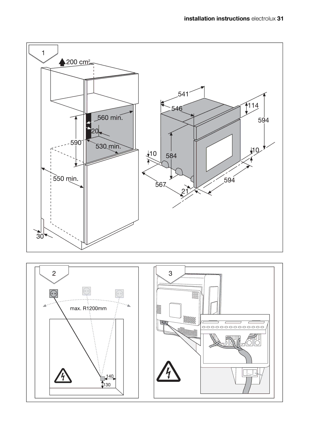 Electrolux EOB20001 user manual Installation instructions electrolux 