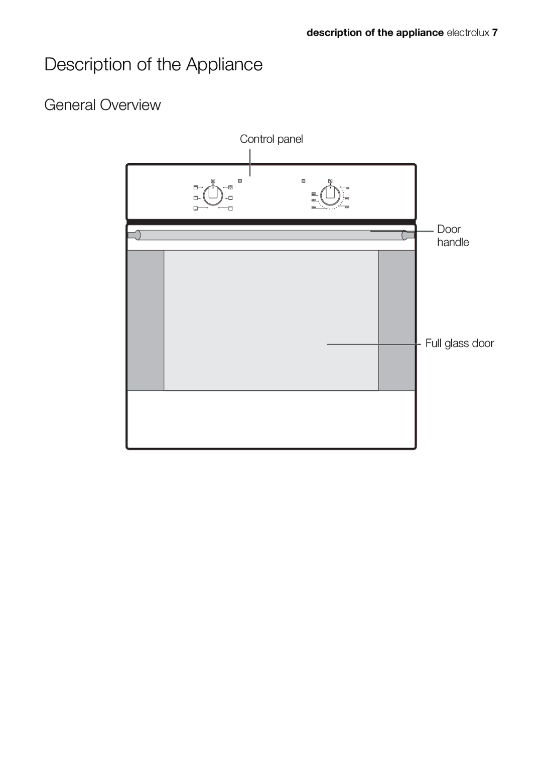 Electrolux EOB20001 user manual Description of the Appliance, General Overview 