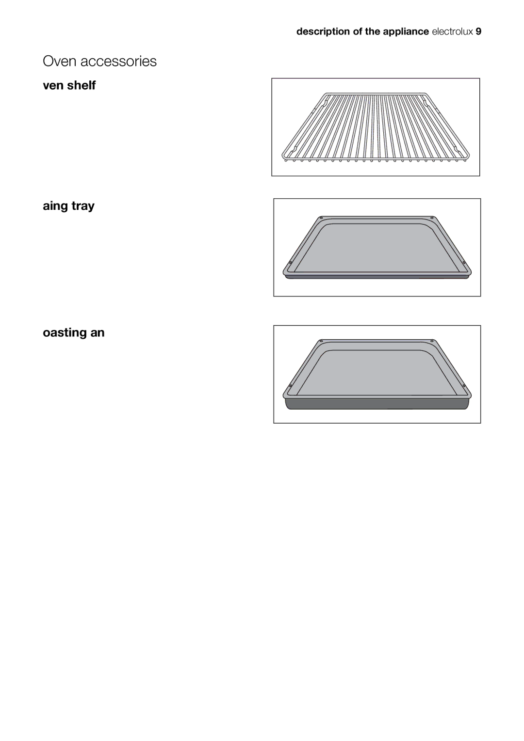 Electrolux EOB20001 user manual Oven accessories 