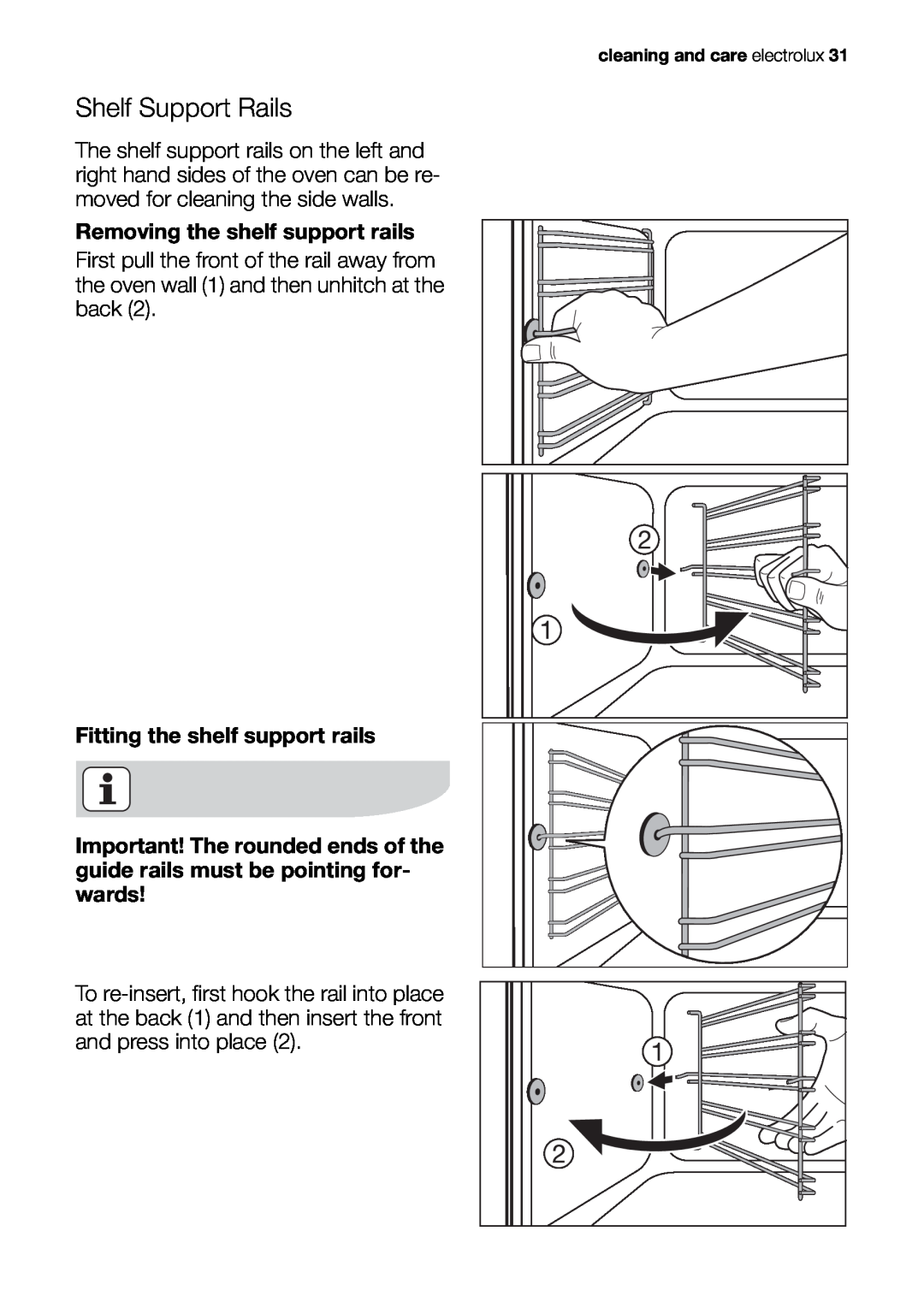 Electrolux EOB20001 user manual Shelf Support Rails 