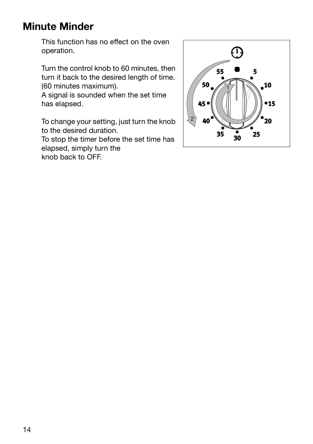 Electrolux EOB2610 manual Minute Minder 