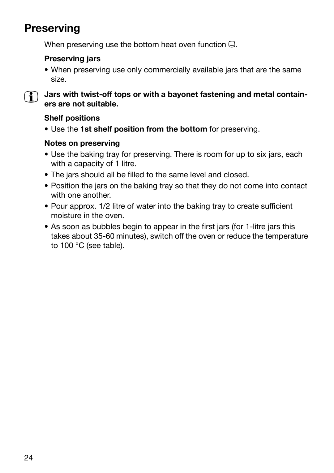 Electrolux EOB2610 manual Preserving jars 