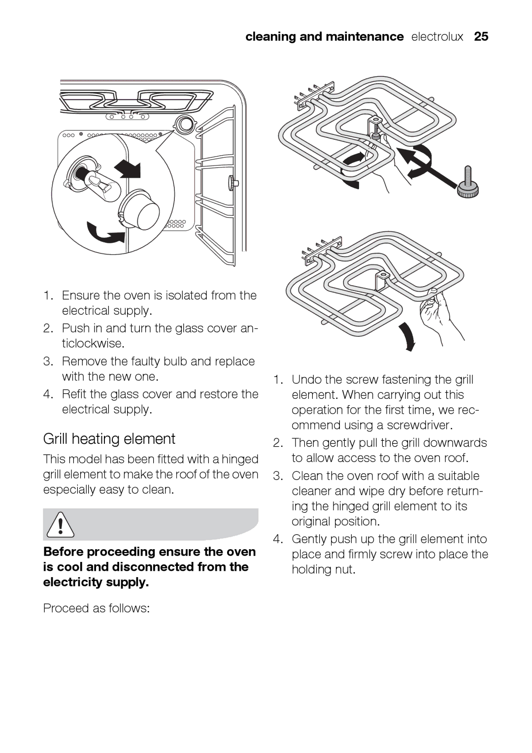 Electrolux EOB31010X user manual Grill heating element 