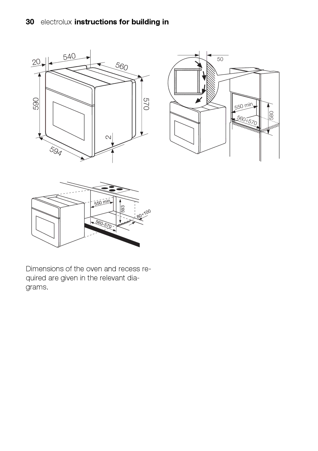 Electrolux EOB31010X user manual 594, Electrolux instructions for building 