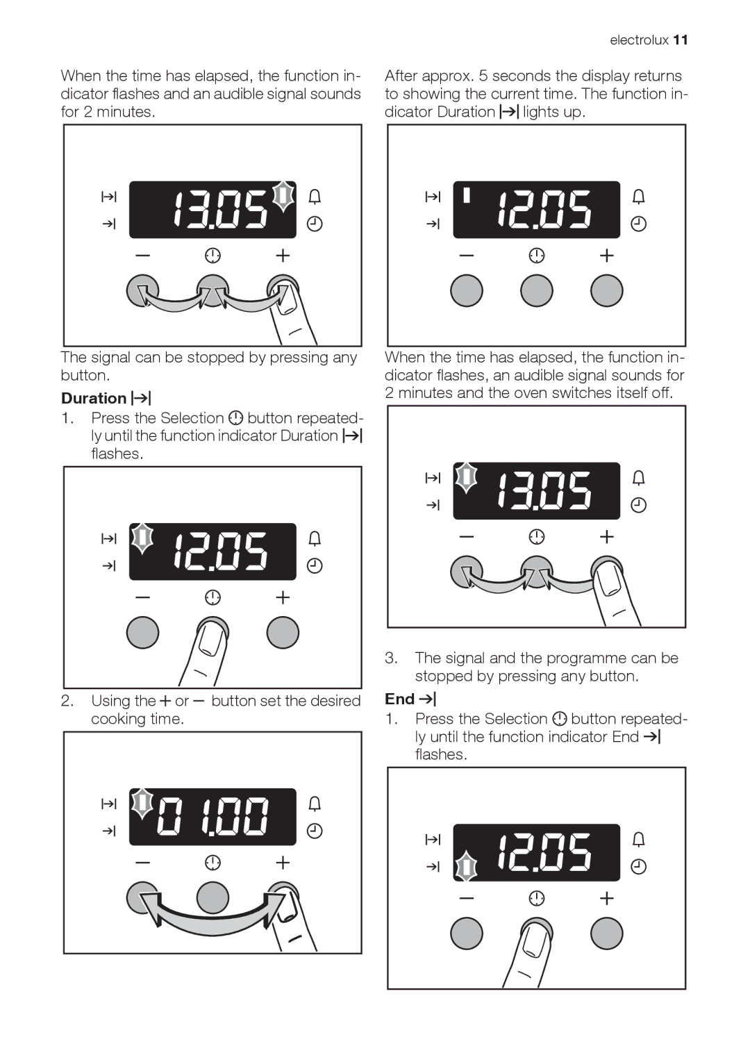 Electrolux EOB33100 user manual For 2 minutes 