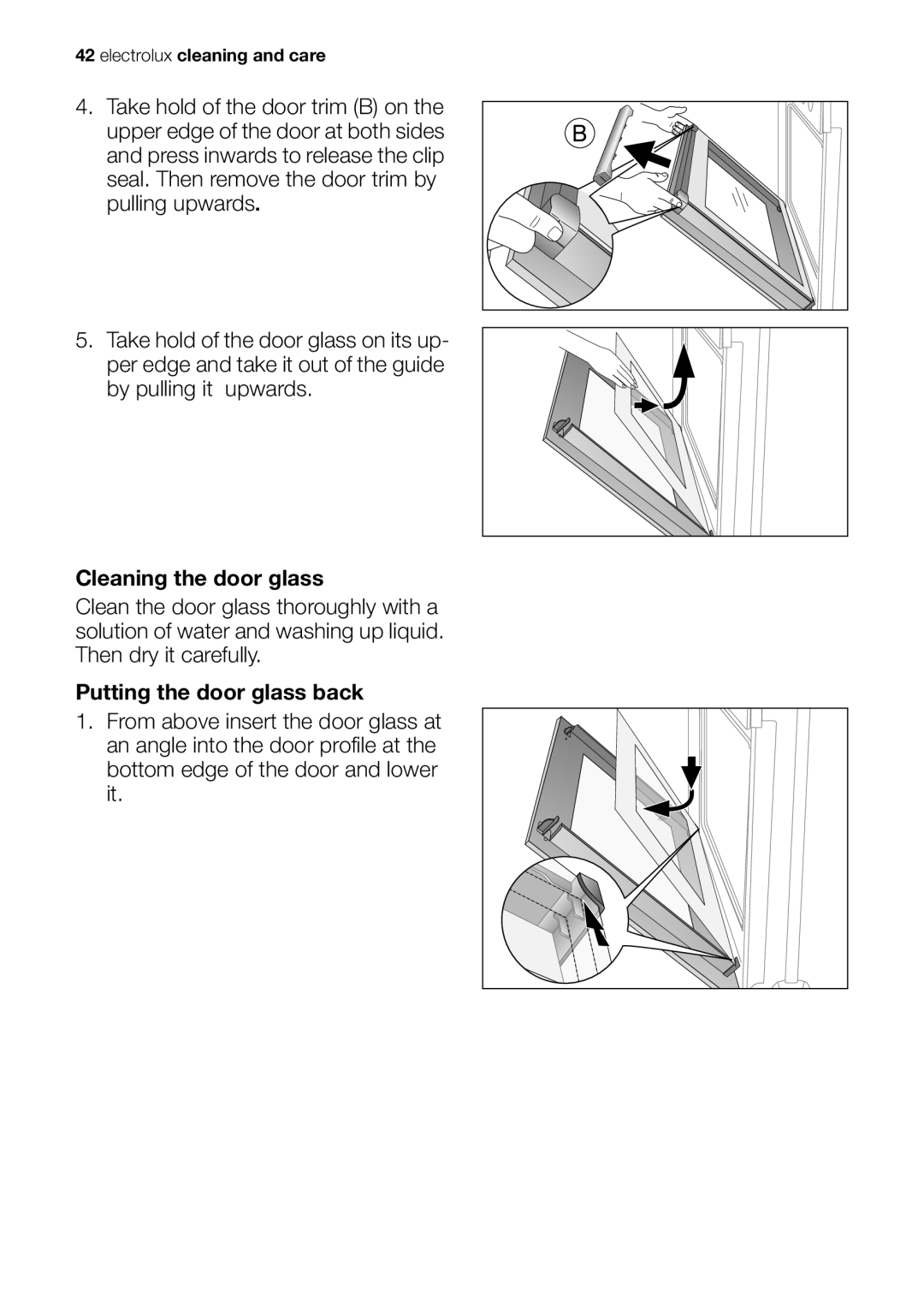 Electrolux EOB51000 user manual Cleaning the door glass 