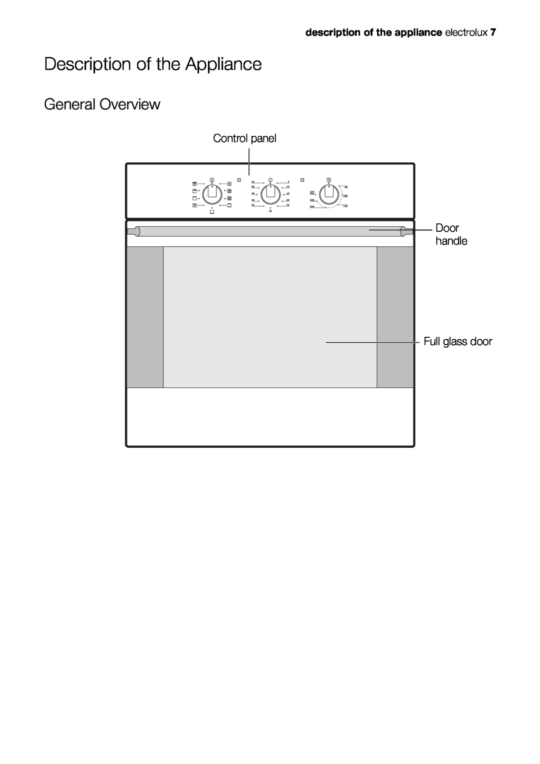Electrolux EOB51000 user manual Description of the Appliance, General Overview 