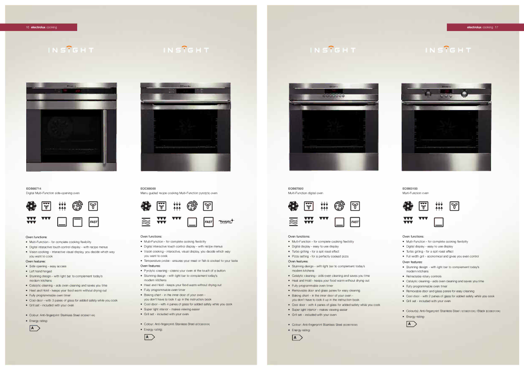 Electrolux EOB51001X, EOB51001W, EOB51001K manual EOB66714, EOC68000, EOB67000, EOB63100 