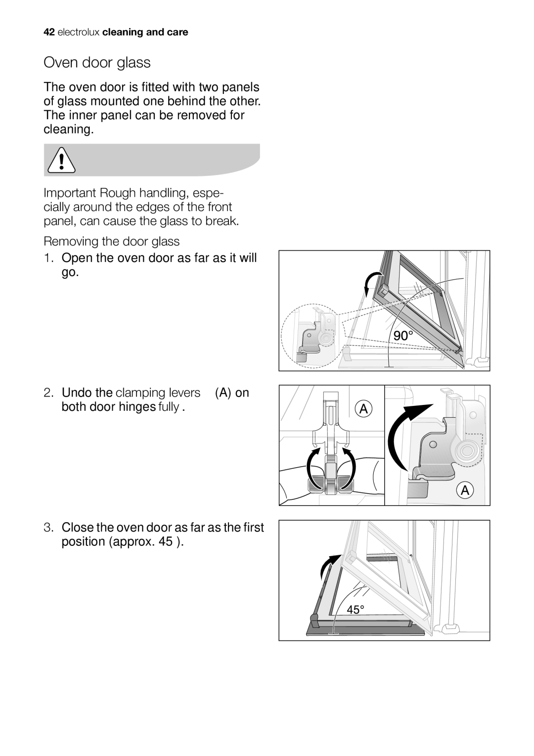 Electrolux EOB53000 user manual Oven door glass 