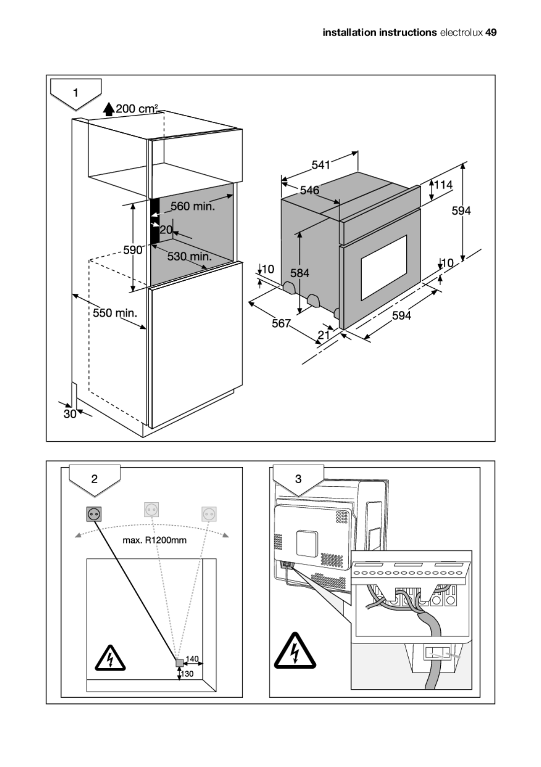 Electrolux EOB53000 user manual Installation instructions electrolux 