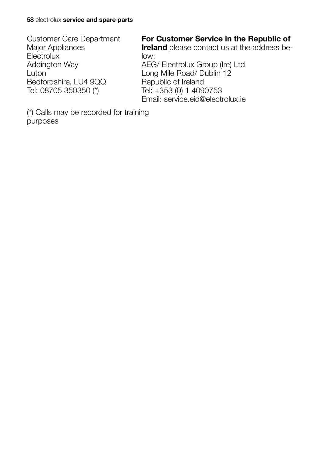 Electrolux EOB53000 user manual Electrolux service and spare parts 