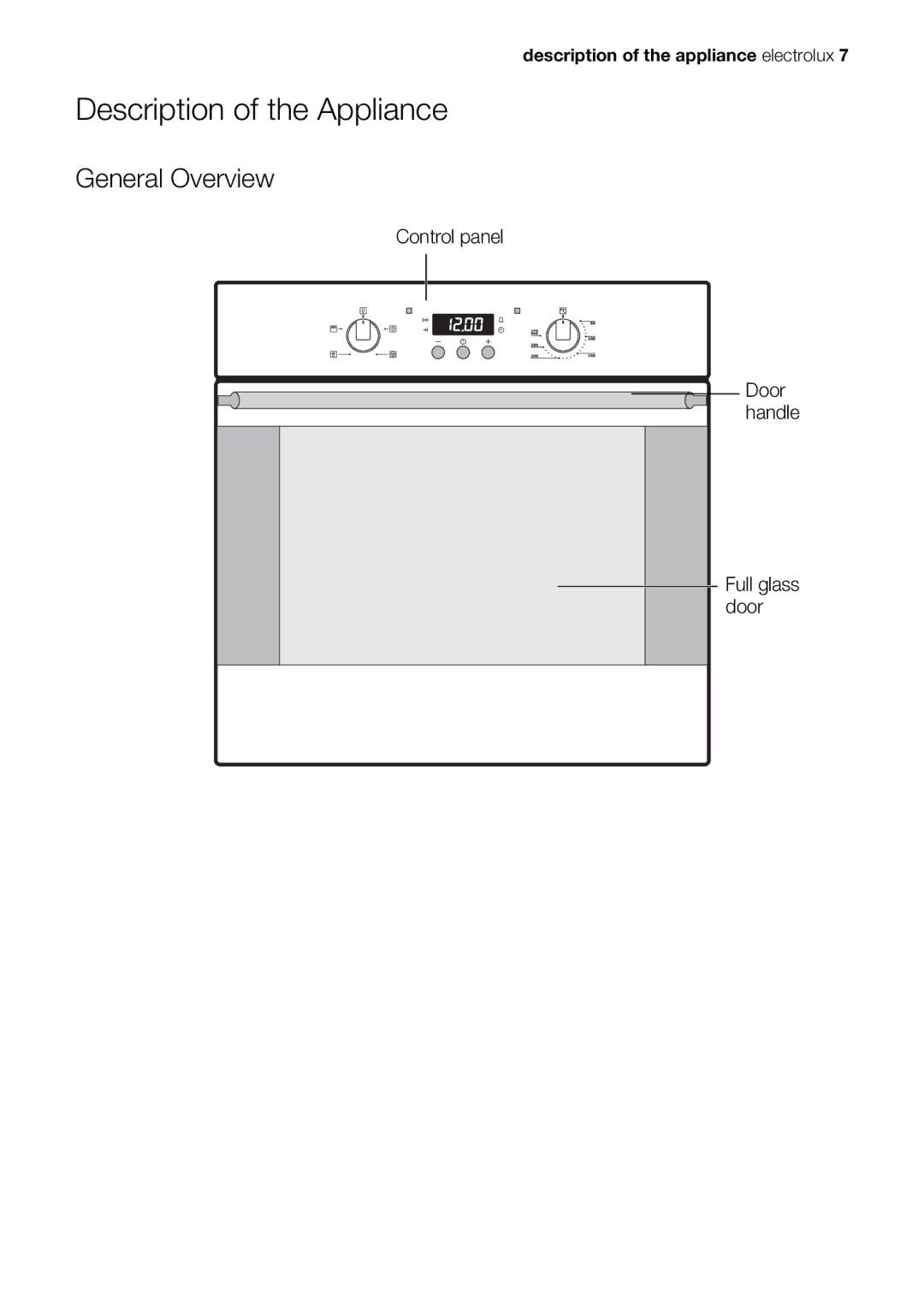 Electrolux EOB53000 user manual Description of the Appliance, General Overview 