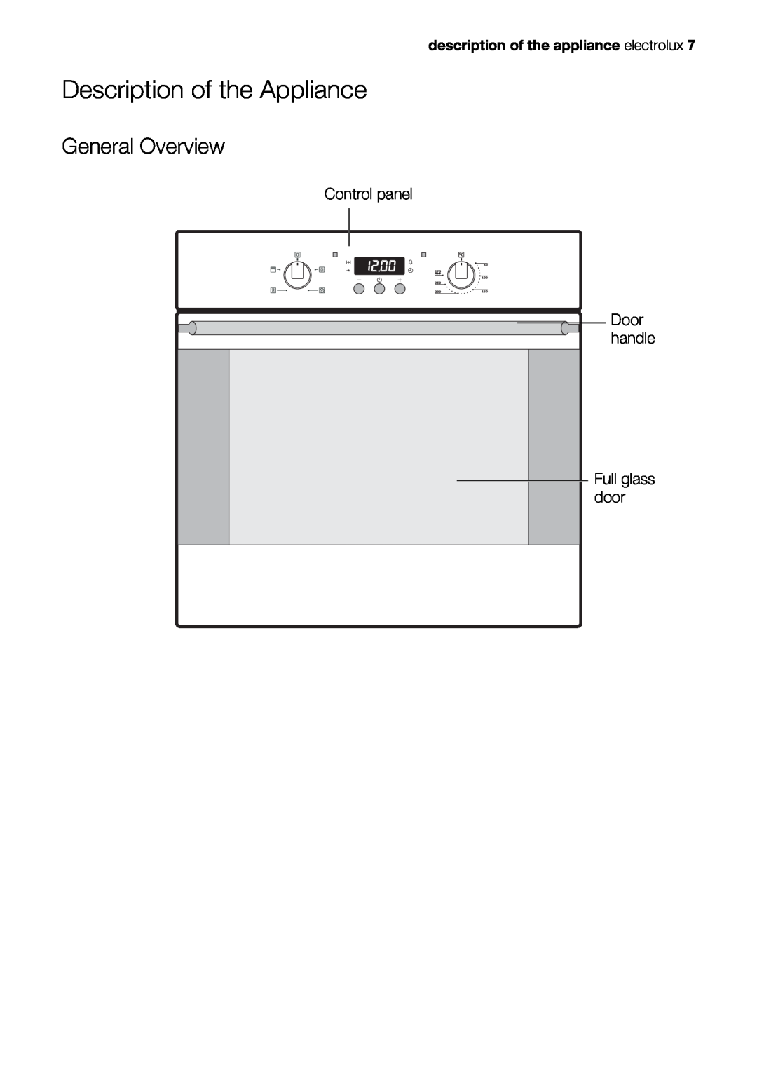 Electrolux EOB53000 user manual Description of the Appliance, General Overview 
