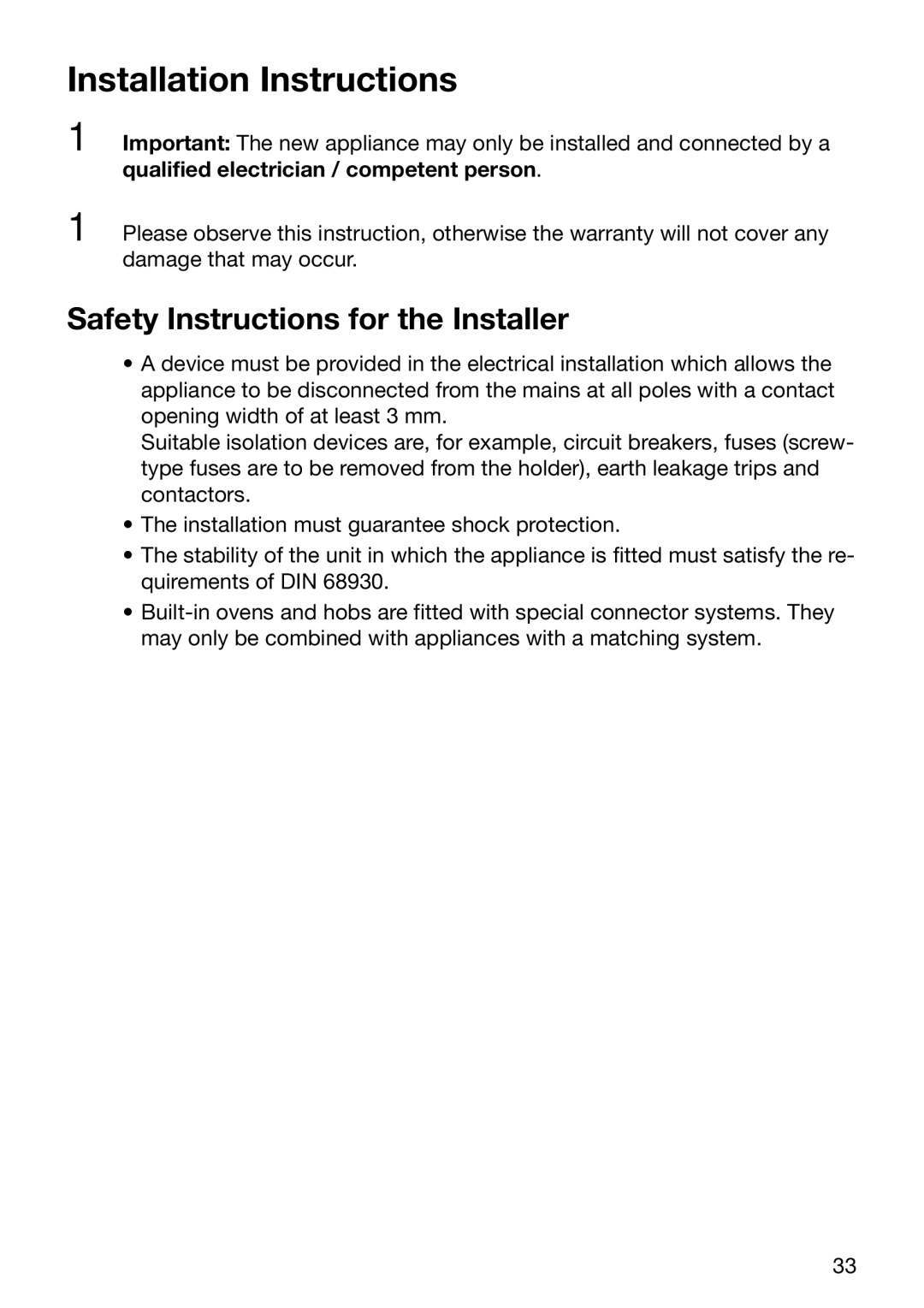 Electrolux EOB5600 manual Installation Instructions, Safety Instructions for the Installer 