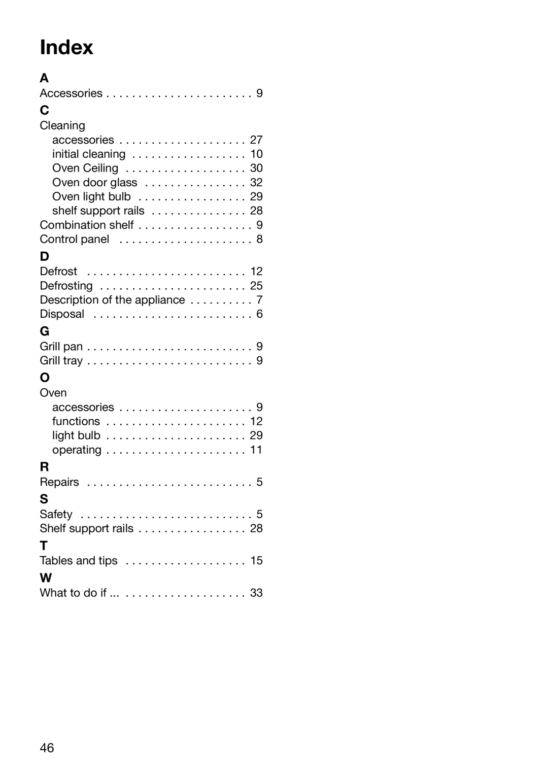 Electrolux EOB5610 manual Index 