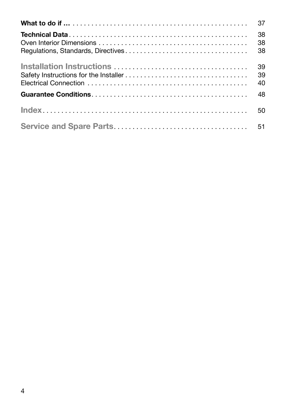 Electrolux EOB5665 manual Guarantee Conditions Index Service and Spare Parts 