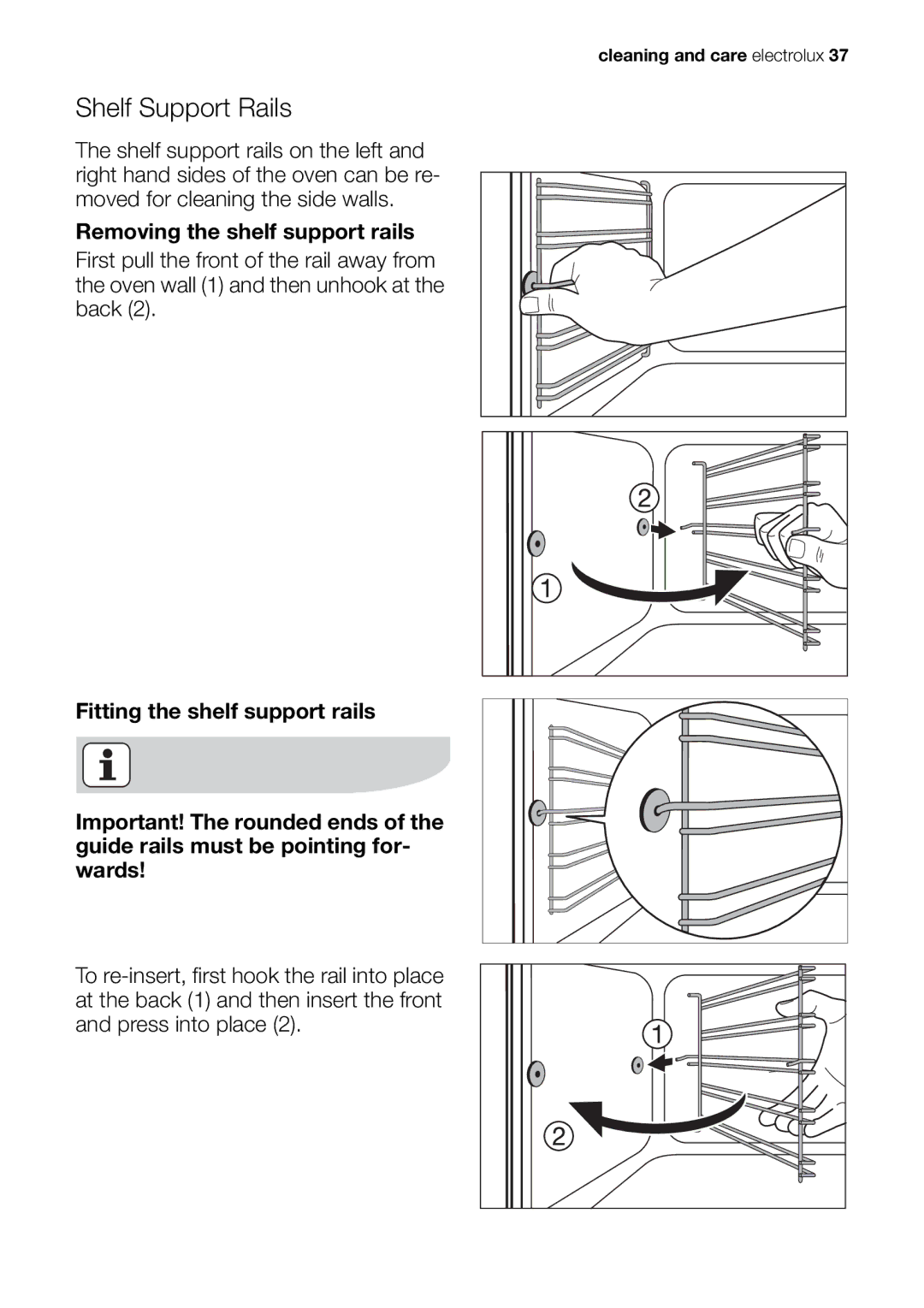 Electrolux EOB63000 user manual Shelf Support Rails 