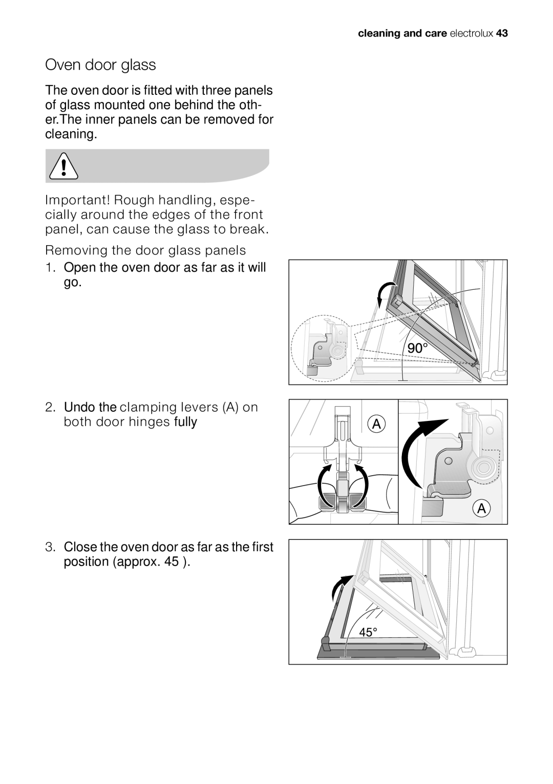 Electrolux EOB63000 user manual Oven door glass 