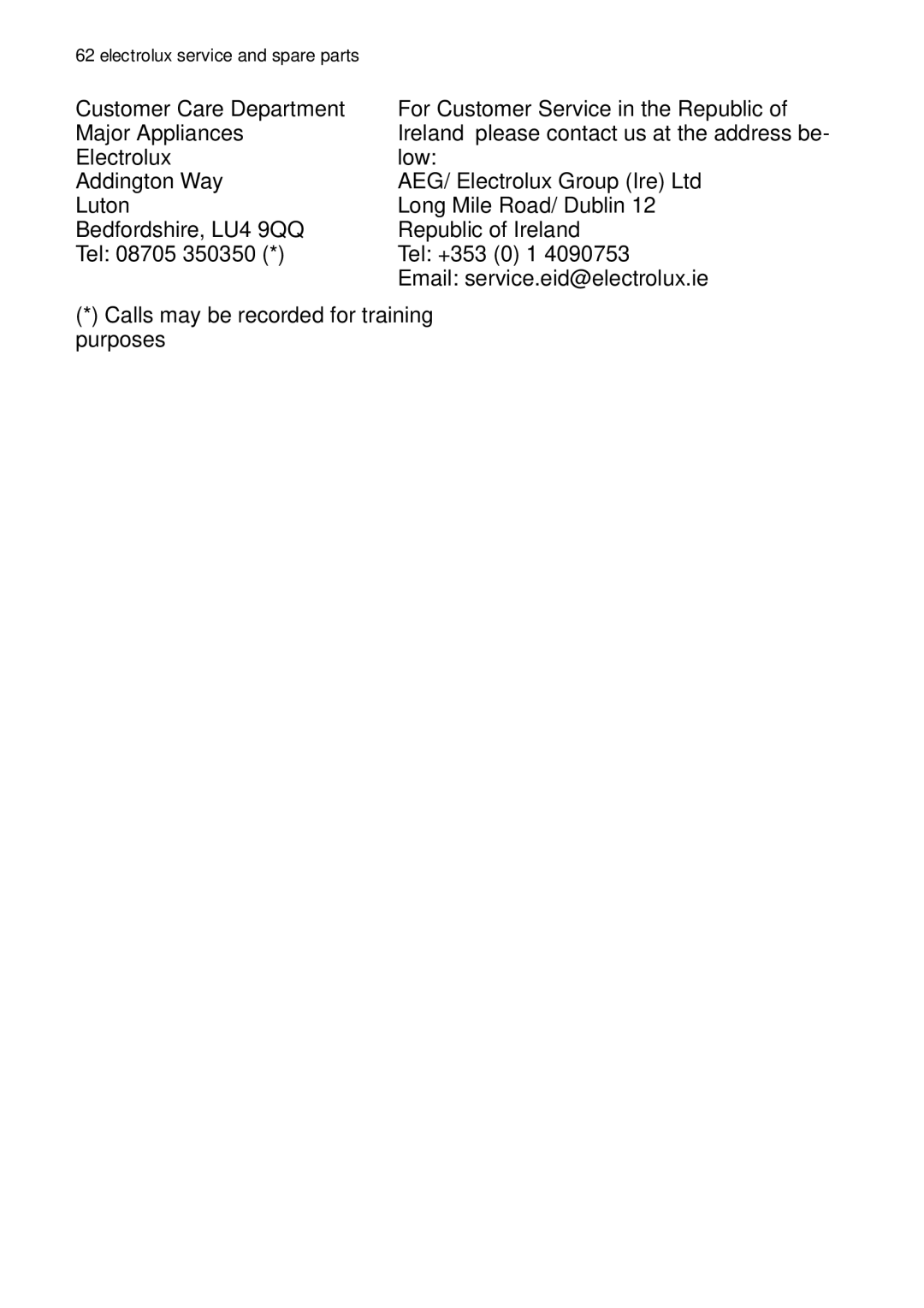 Electrolux EOB63100 user manual Electrolux service and spare parts 