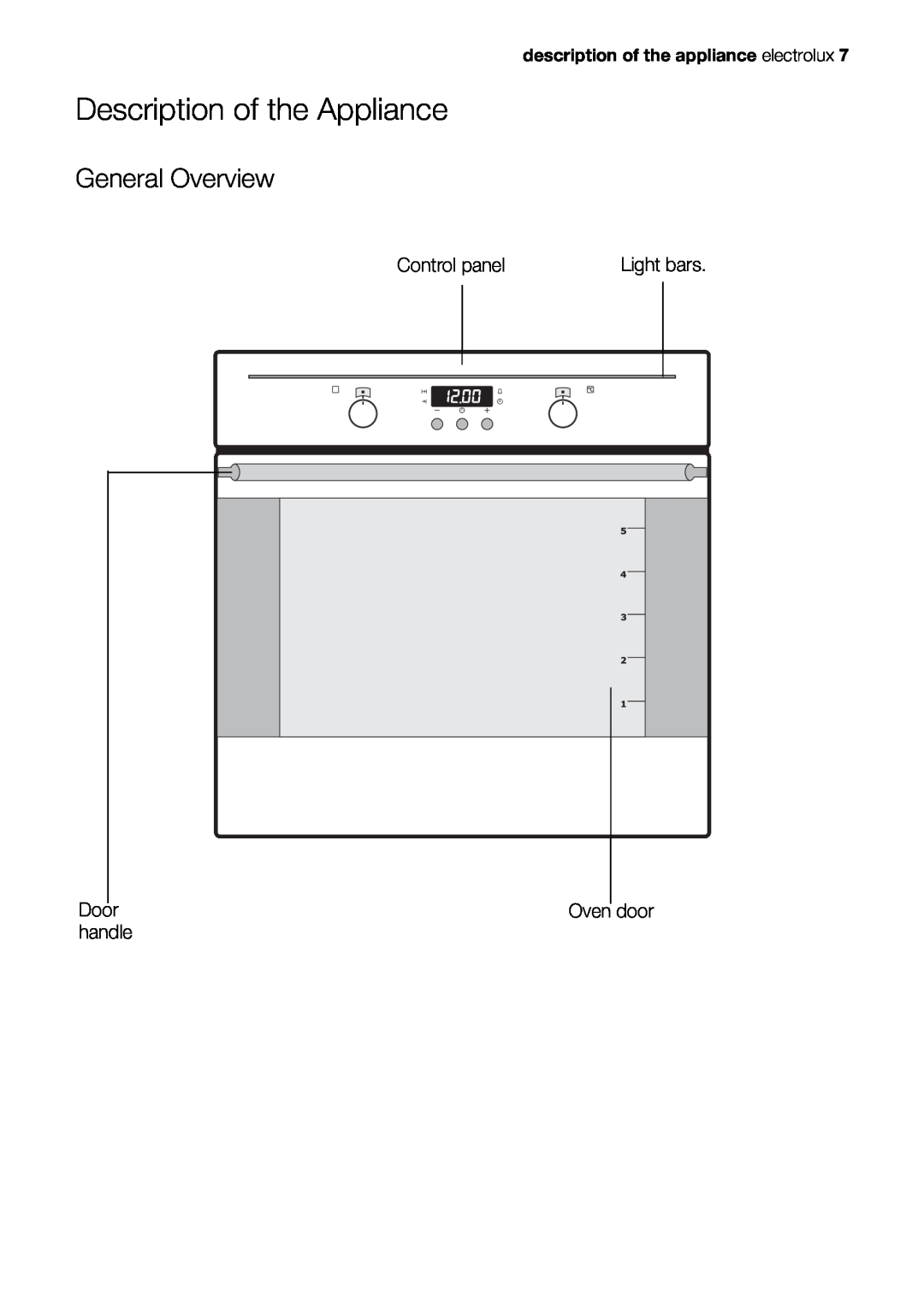 Electrolux EOB63100 user manual Description of the Appliance, General Overview 