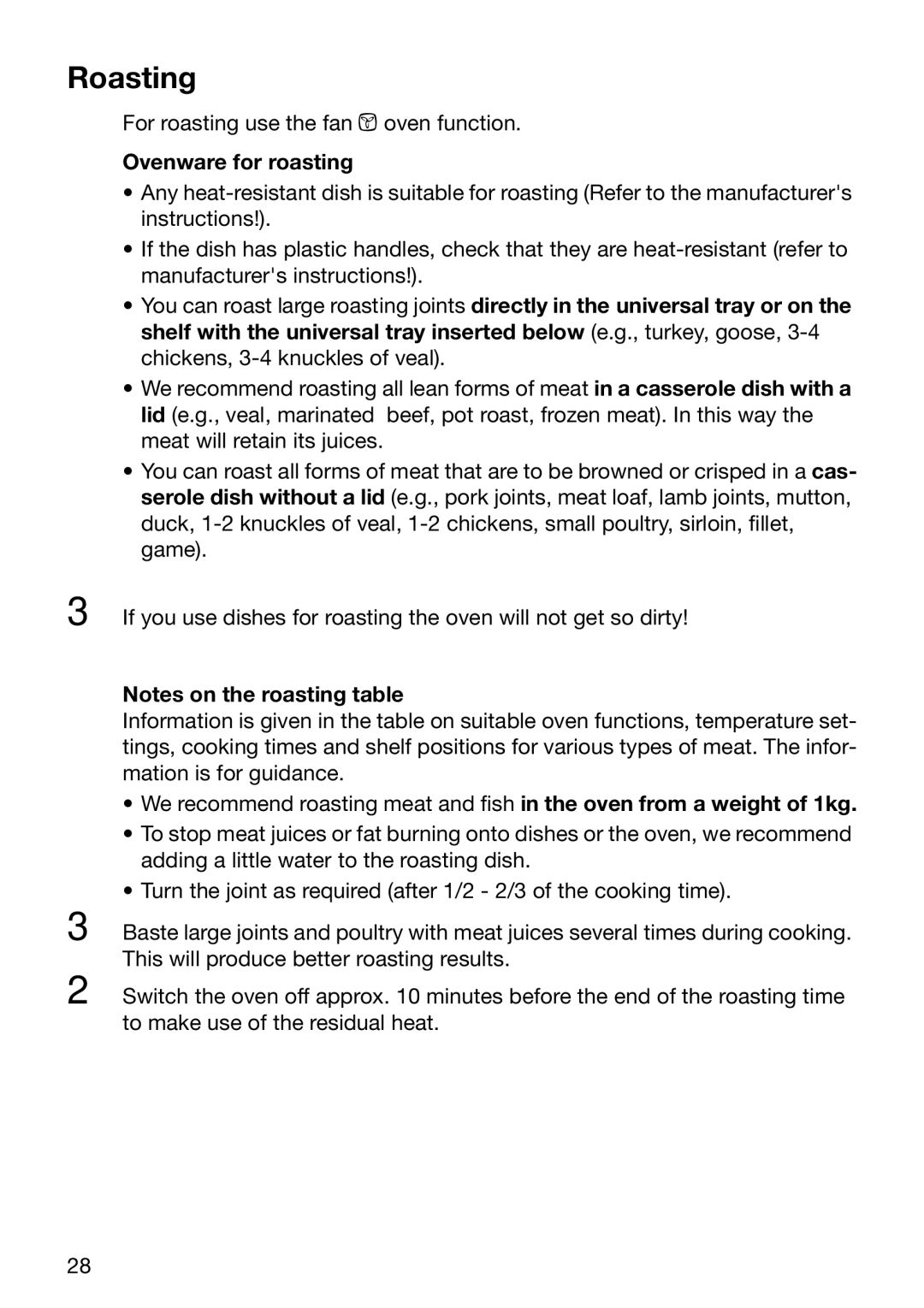 Electrolux EOB6632 manual Roasting, Ovenware for roasting 