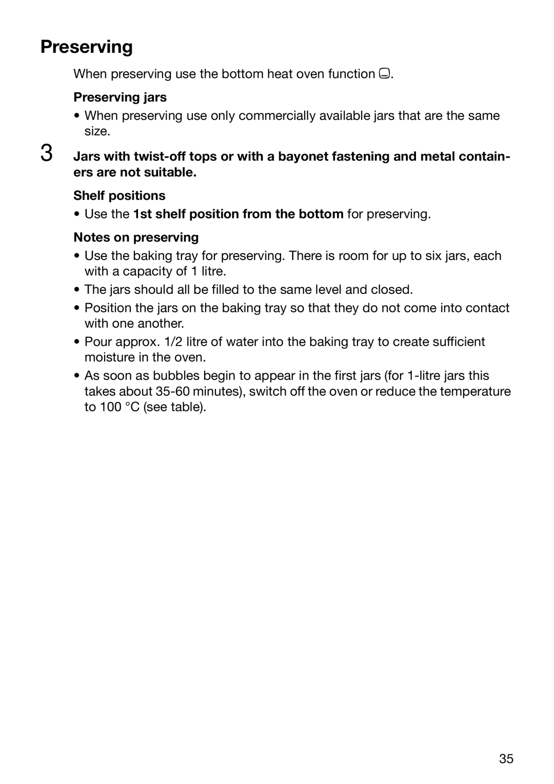 Electrolux EOB6632 manual Preserving jars 