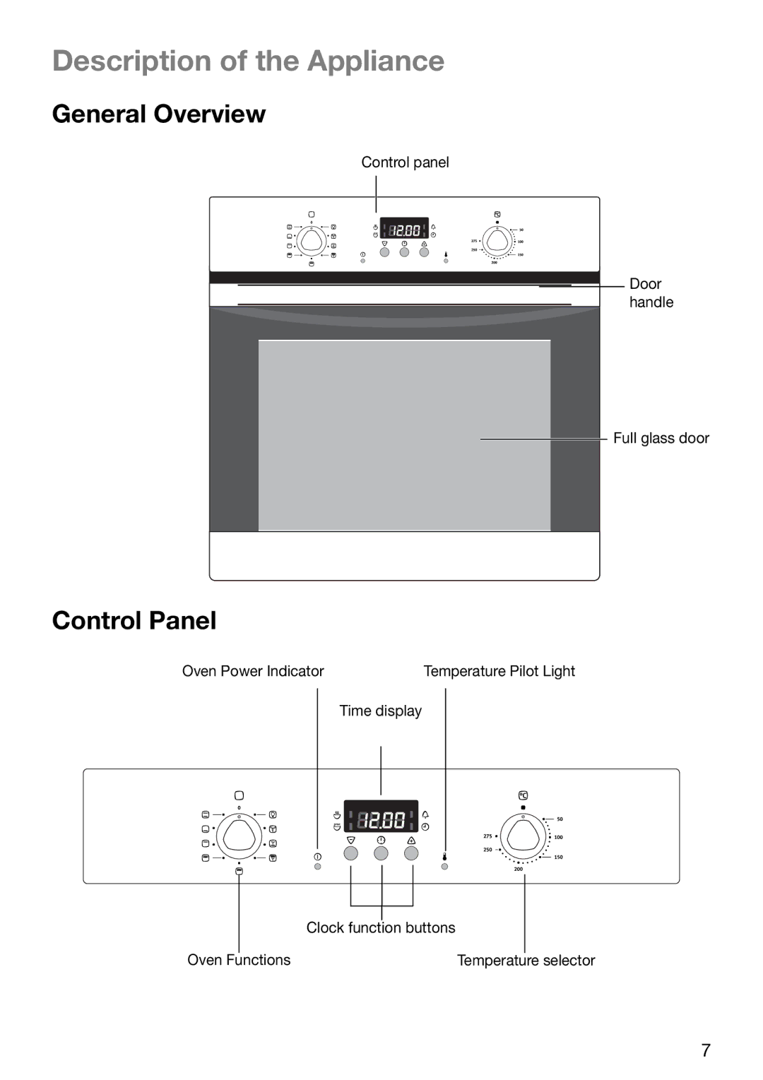 Electrolux EOB6637 manual Description of the Appliance, General Overview, Control Panel 