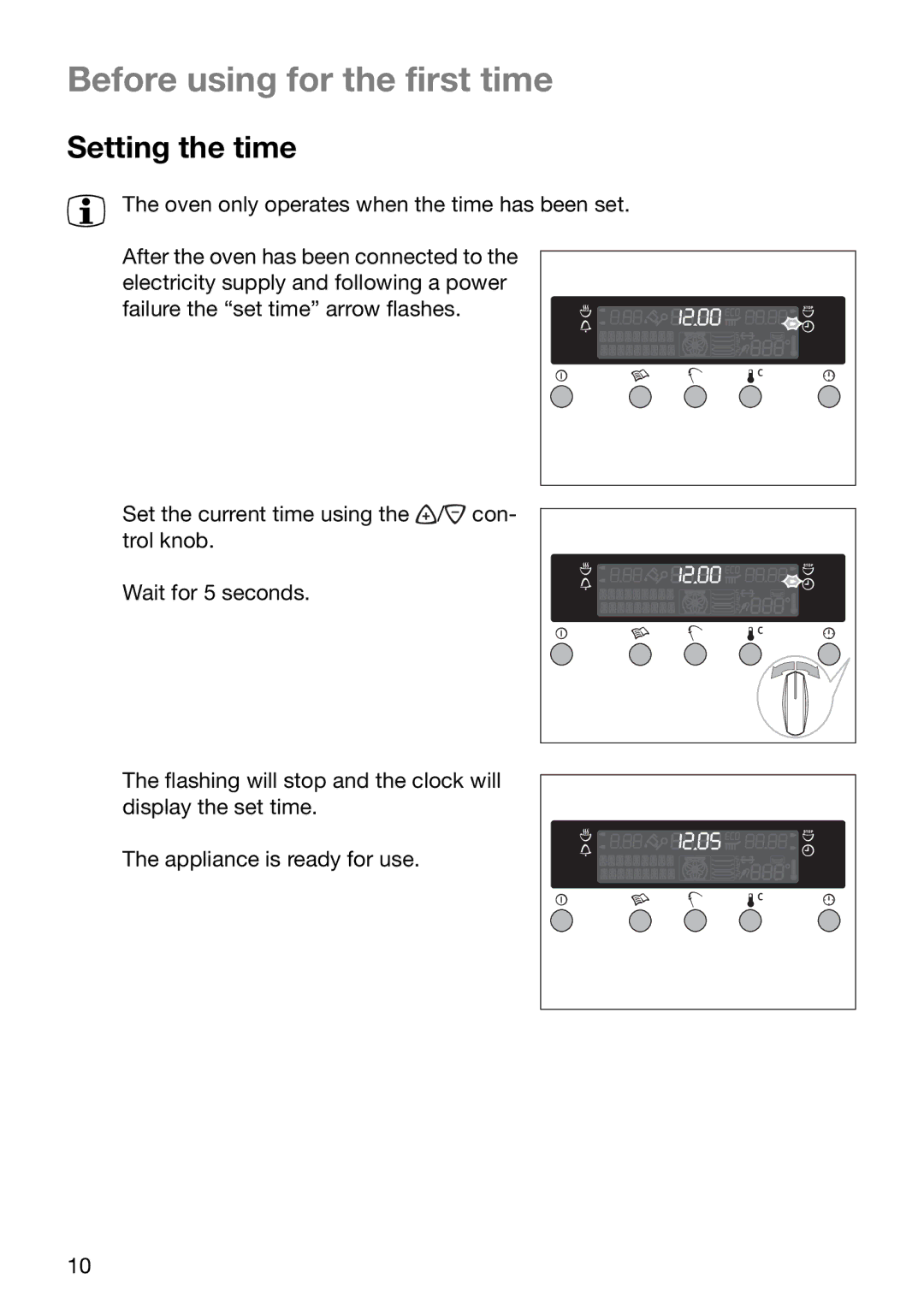 Electrolux EOB6696 manual Before using for the first time, Setting the time 