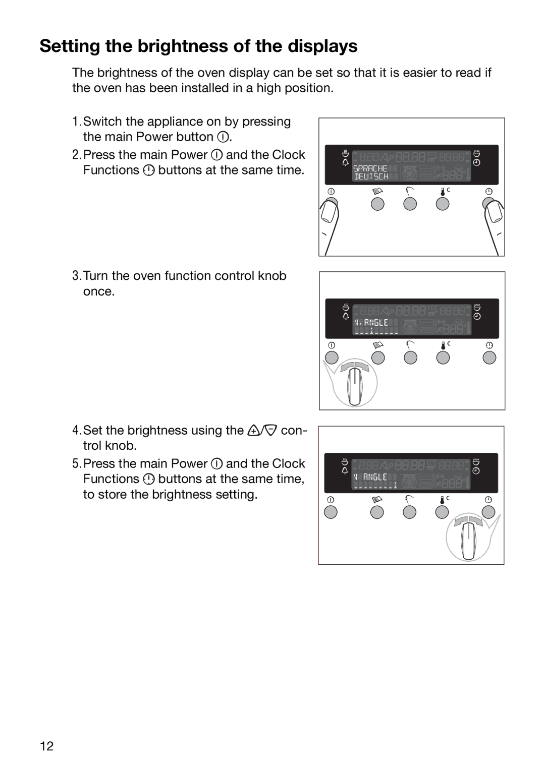 Electrolux EOB6696 manual Setting the brightness of the displays 