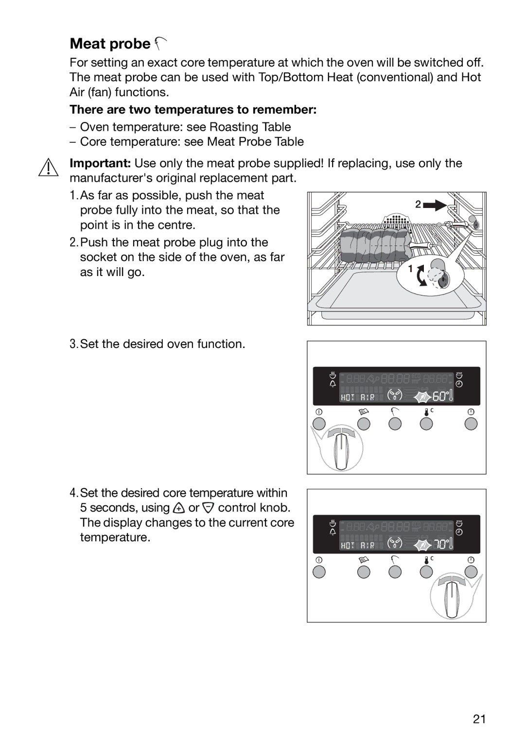 Electrolux EOB6696 manual Meat probe, There are two temperatures to remember 