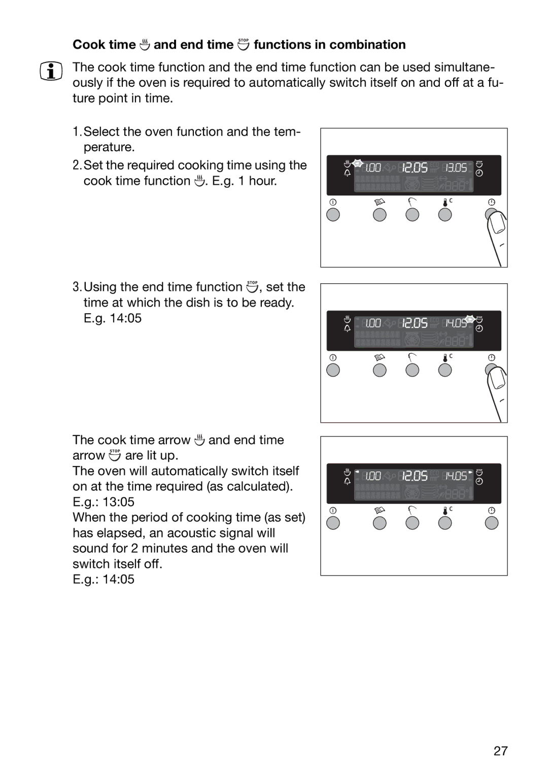 Electrolux EOB6696 manual Cook time and end time functions in combination 