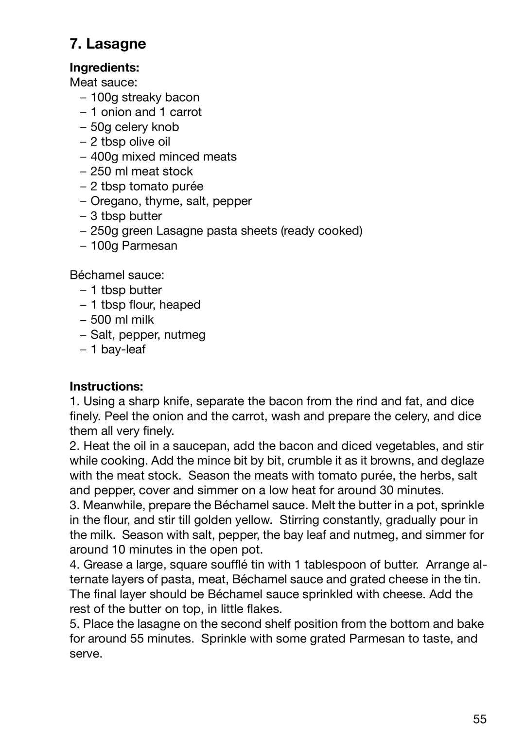 Electrolux EOB6696 manual Lasagne 