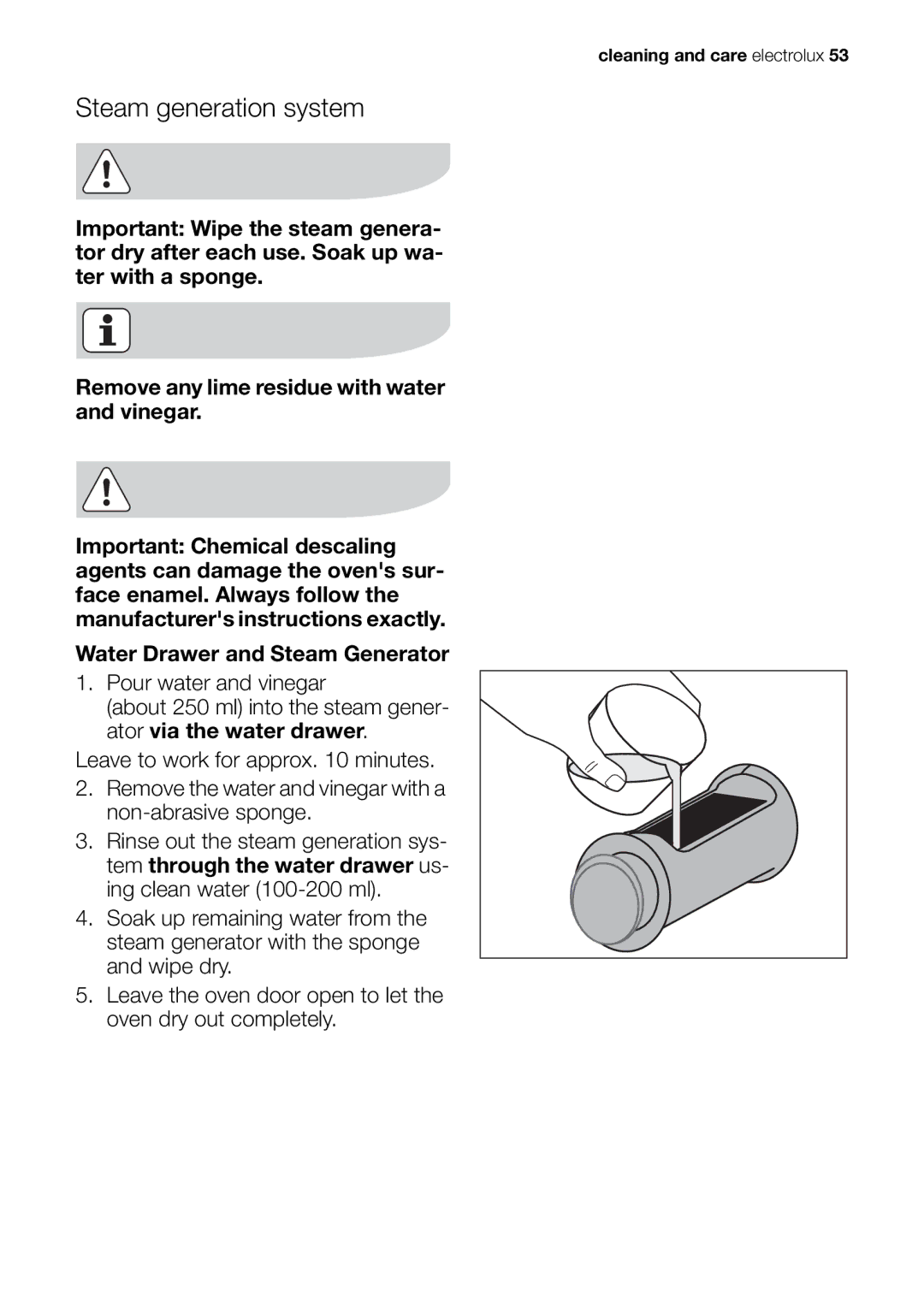 Electrolux EOB98000 user manual Steam generation system 