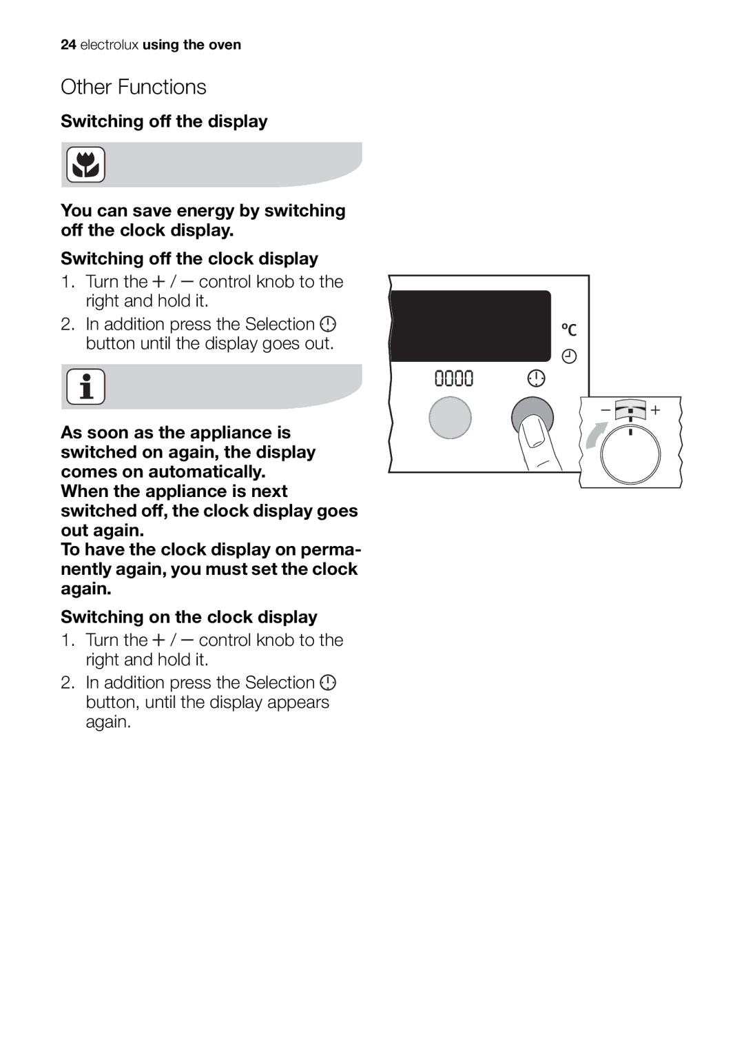 Electrolux EOC65101 user manual Other Functions 