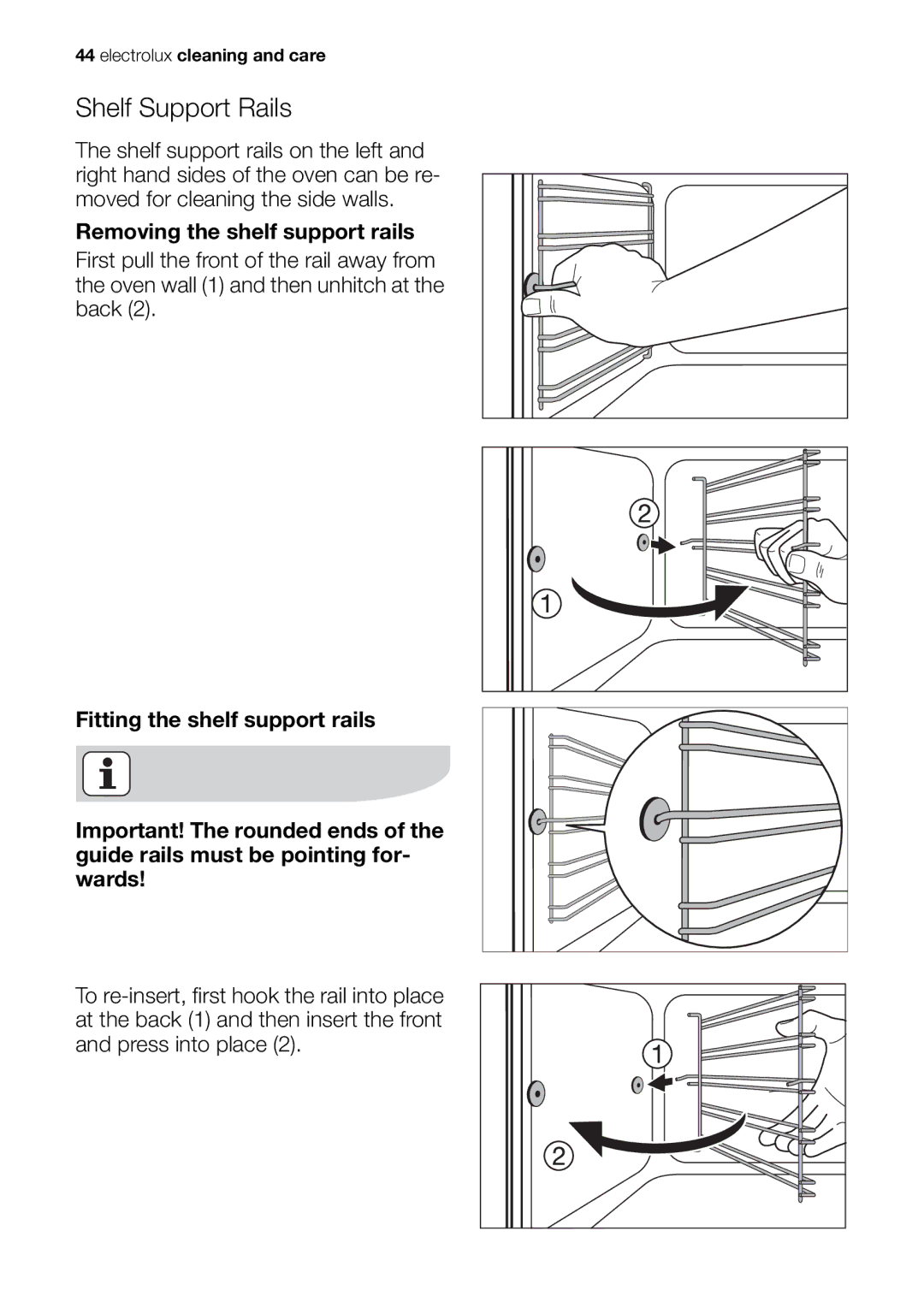 Electrolux EOC65101 user manual Shelf Support Rails 