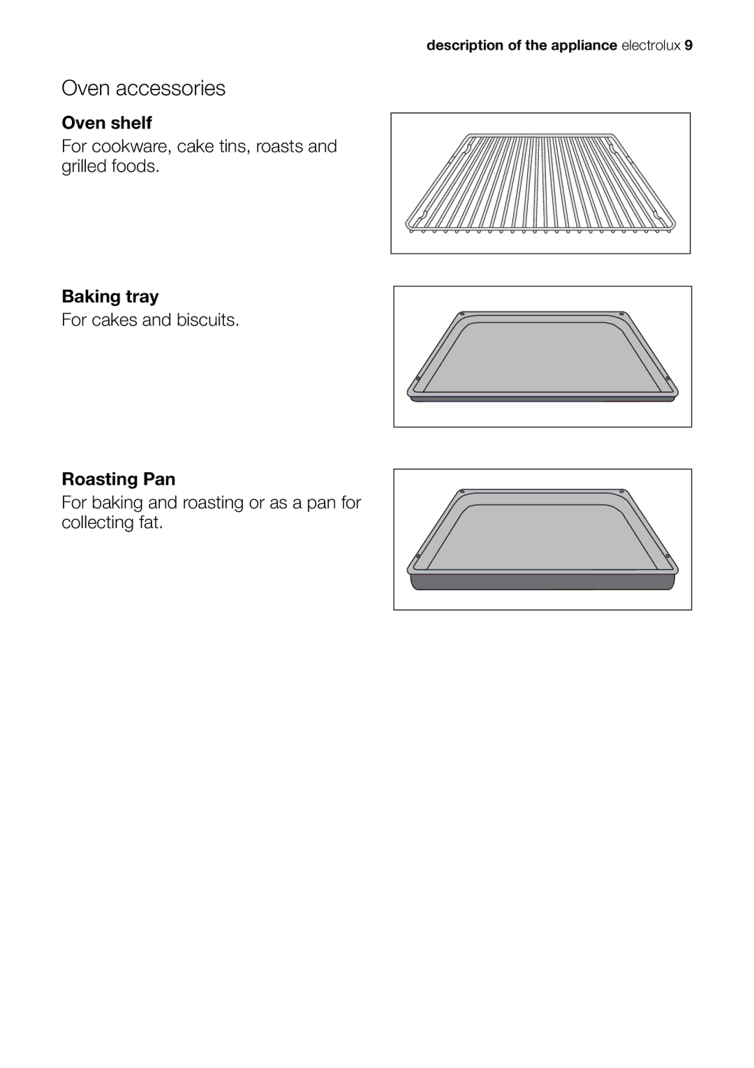 Electrolux EOC65101 user manual Oven accessories 