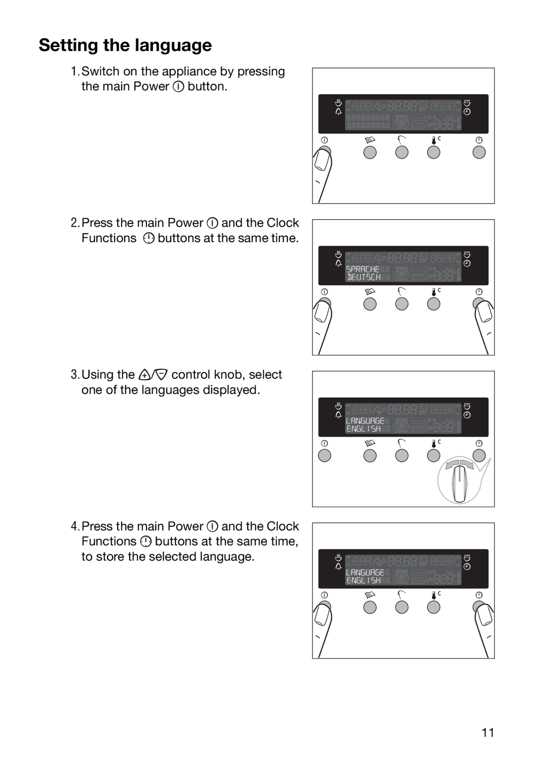 Electrolux EOC6690 manual Setting the language 