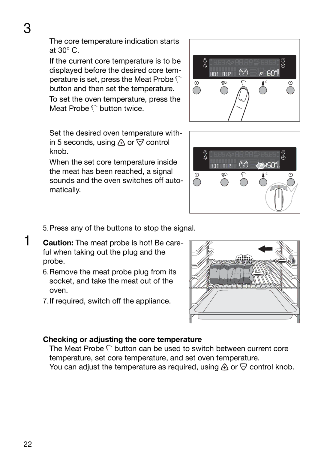 Electrolux EOC6690 manual Checking or adjusting the core temperature 