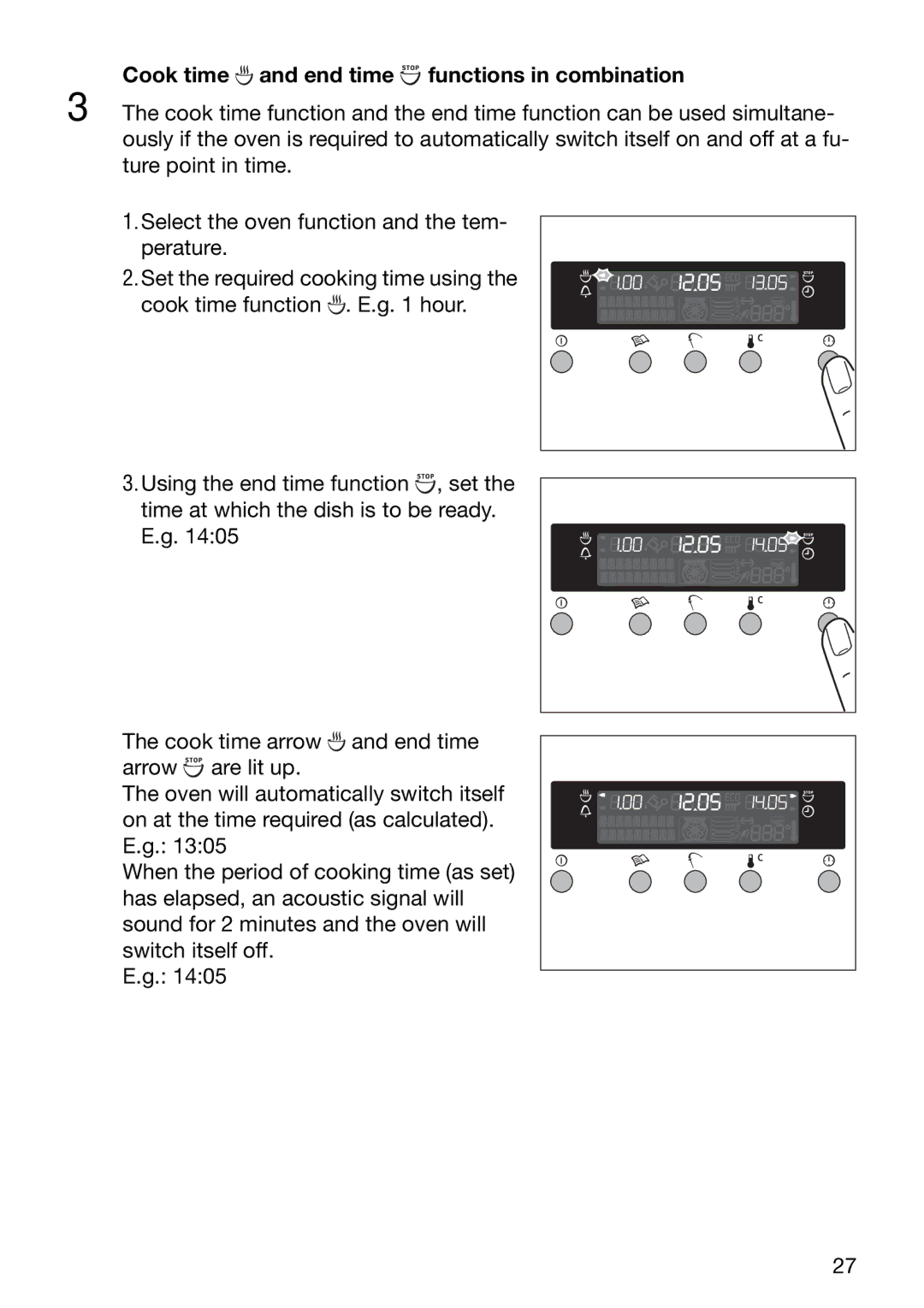 Electrolux EOC6690 manual Cook time and end time functions in combination 