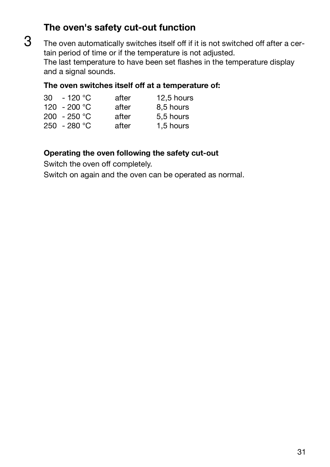 Electrolux EOC6690 manual Ovens safety cut-out function, Oven switches itself off at a temperature 