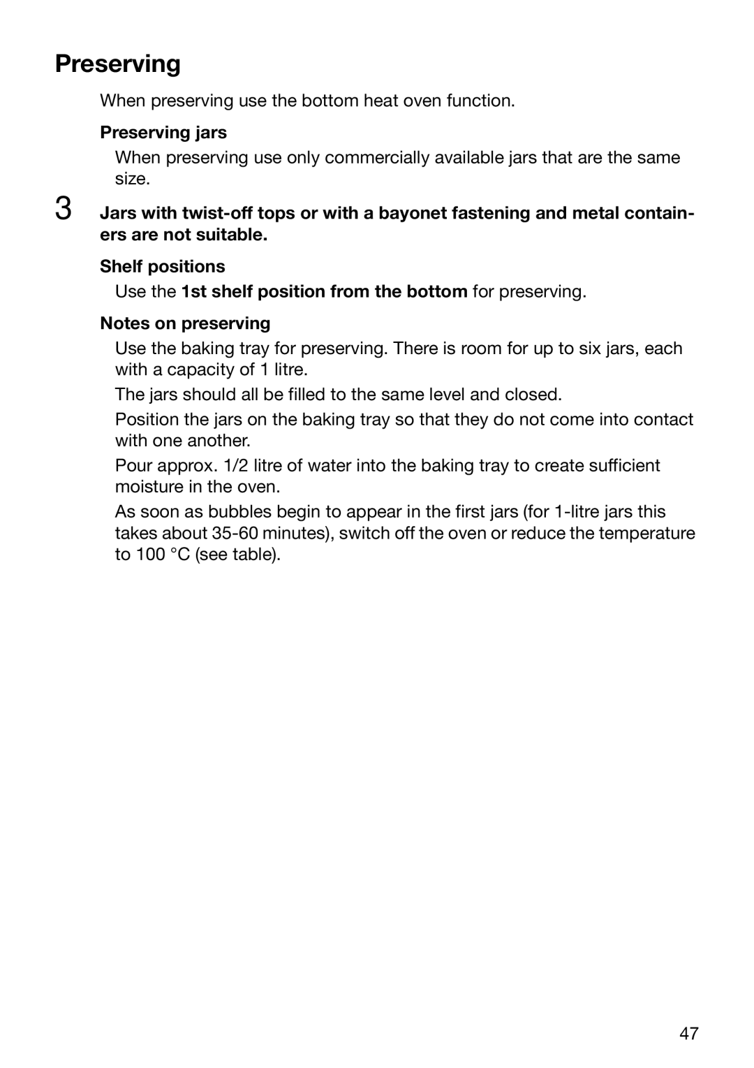 Electrolux EOC6690 manual Preserving jars 