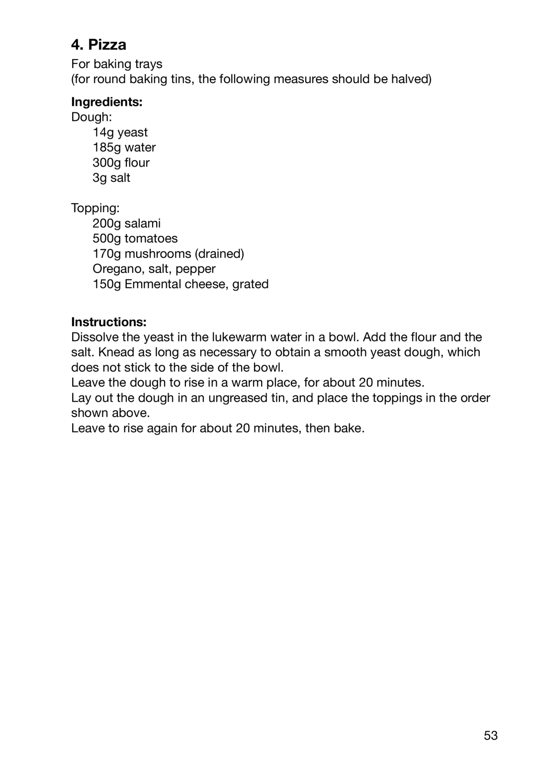 Electrolux EOC6690 manual Pizza 