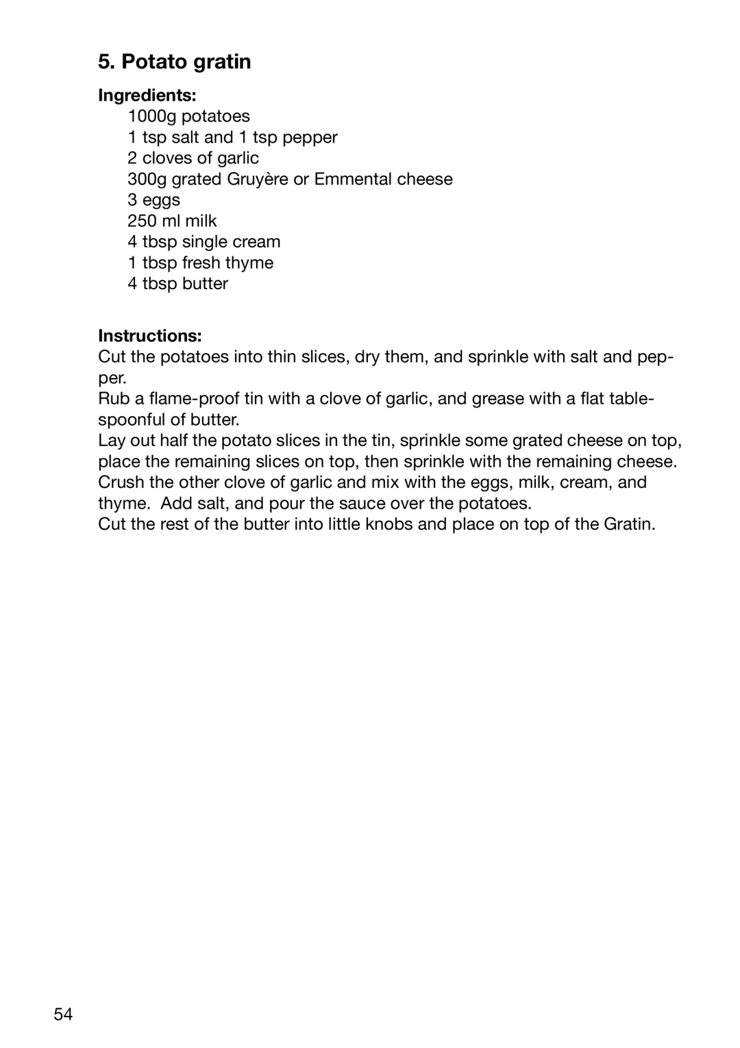 Electrolux EOC6690 manual Potato gratin 