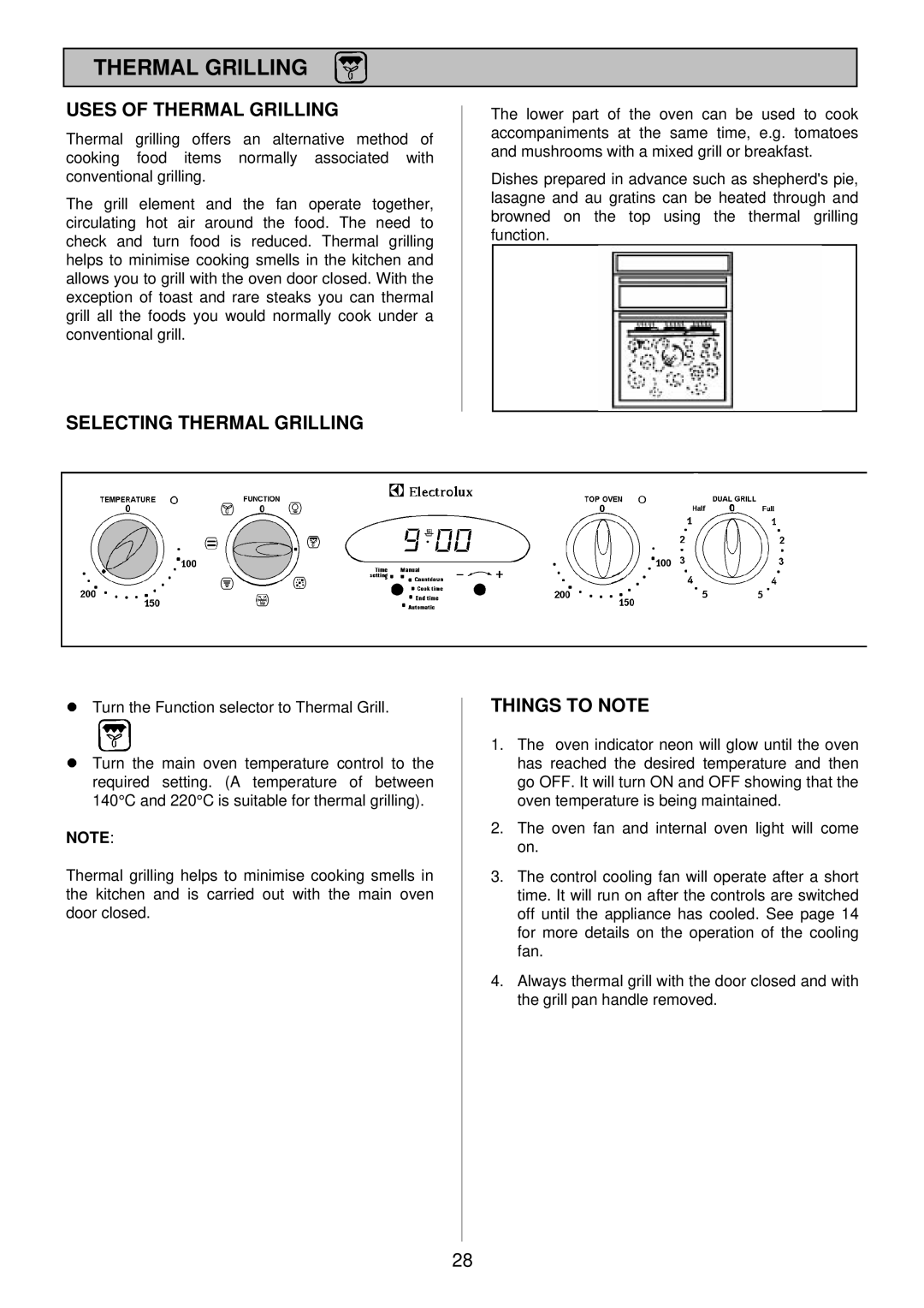 Electrolux EOD 984 manual Uses of Thermal Grilling, Selecting Thermal Grilling 