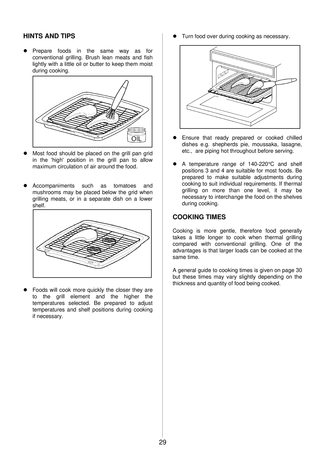 Electrolux EOD 984 manual Cooking Times 