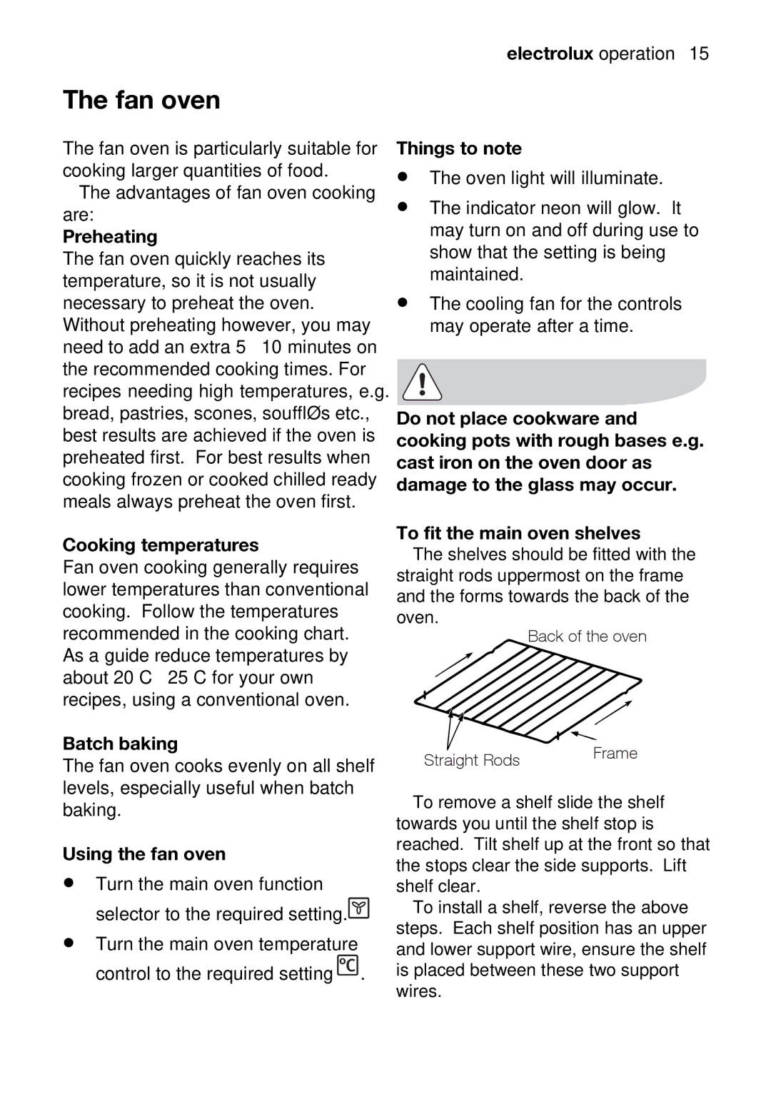 Electrolux EOD33002 user manual Thingstonote, Fan oven 