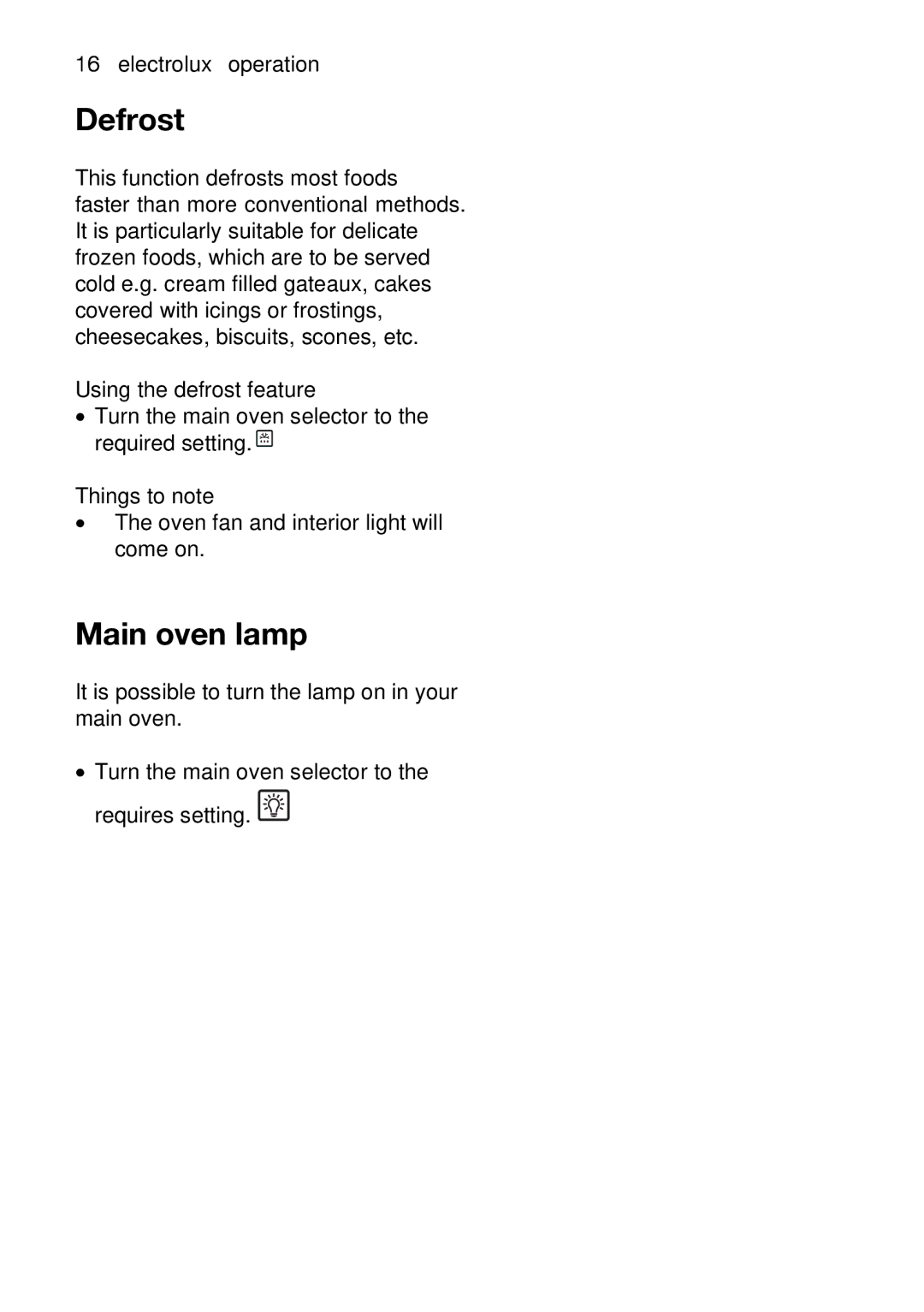 Electrolux EOD33002 user manual Defrost16electroluxoperation 