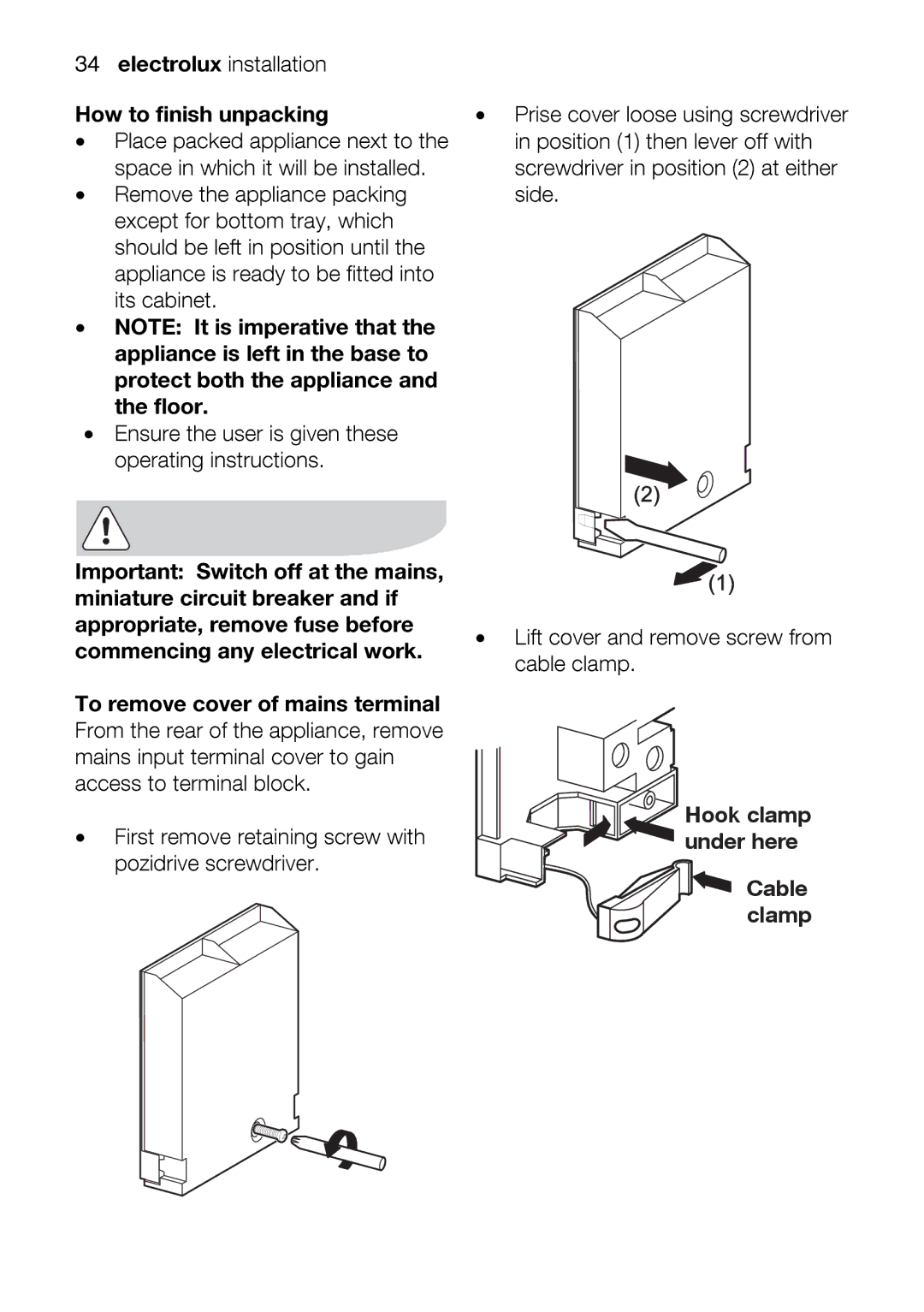 Electrolux EOD33002 user manual Le veroffwith, 34How electroluxtofinishunpackingstllaton 